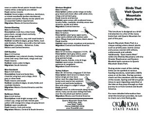 Preview of Migratory Bird Map for Quartz Mountain State Park.